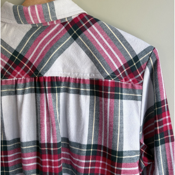 LANDS END Tartan Plaid Cotton Flannel Button Shirt Medium 10-12 Red Green Blue - Picture 6 of 12